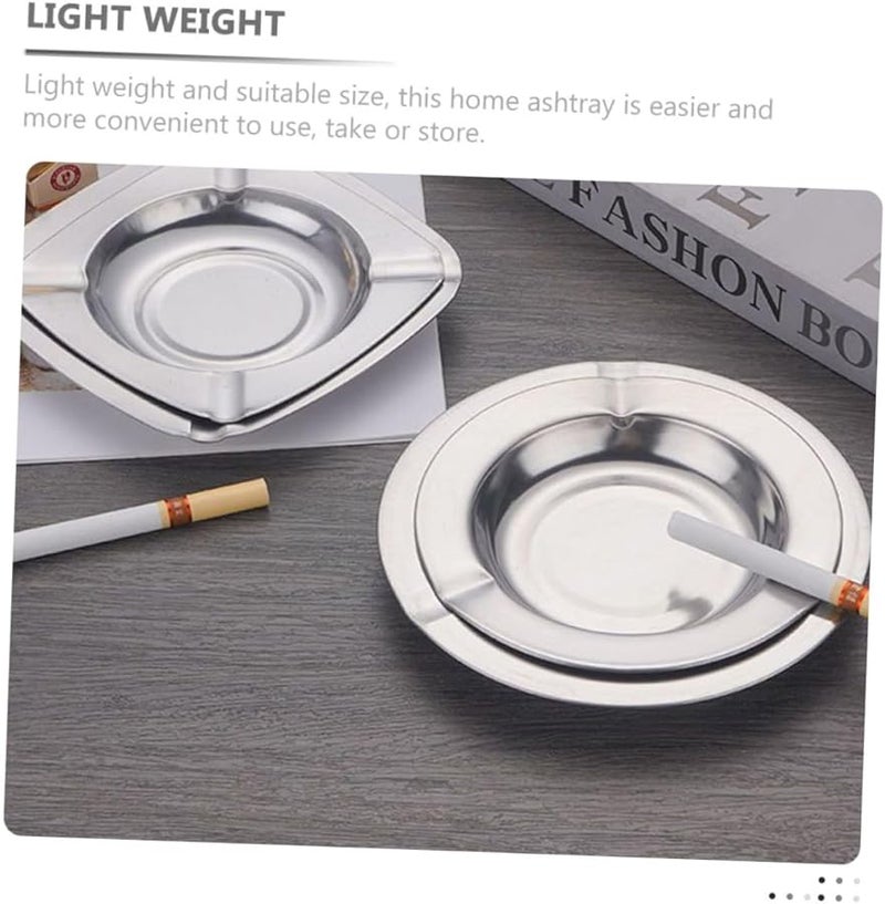 Zerodeko 2 Pack Stainless Steel Square Ashtray with Slot Design for Home Office Car Patio - Image 2